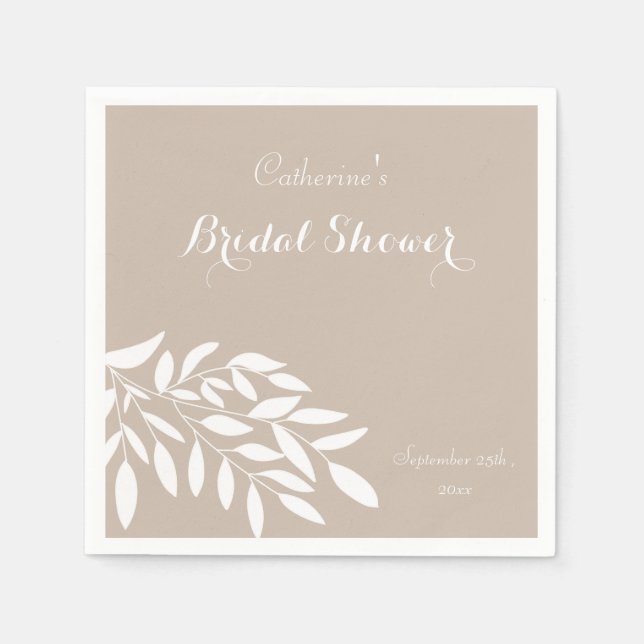 Servilleta De Papel Verde beige mínimo toallas de ducha de novia (Anverso)