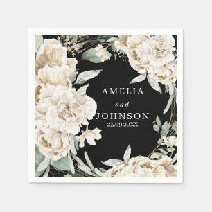 Servilleta De Papel Verde botánico negro simple boda de invierno