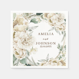 Servilleta De Papel Verde botánico negro simple boda de invierno