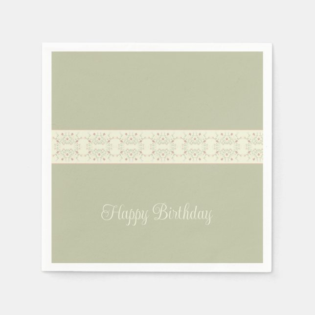 Servilleta De Papel Verde Claro Y Rosa (Anverso)