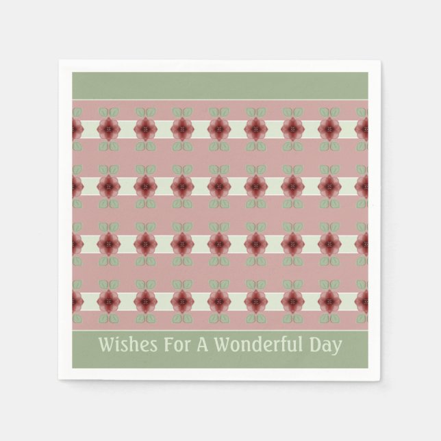 Servilleta De Papel Verde Claro Y Rosa (Anverso)