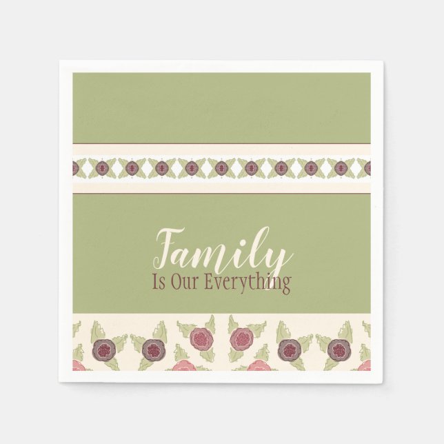 Servilleta De Papel Verde claro y rosa suave (Anverso)