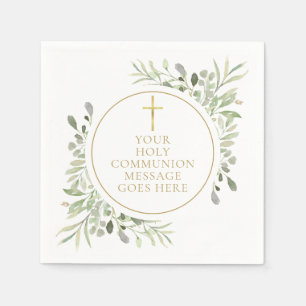 Servilleta De Papel Verde de la Sagrada Comunión Aquarela Floral
