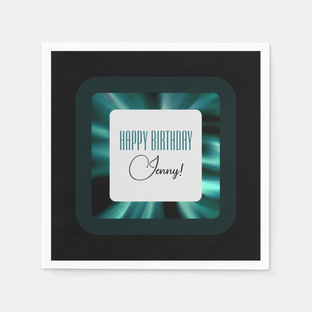 Servilleta De Papel Verde esmeralda moderno negro y blanco (Anverso)