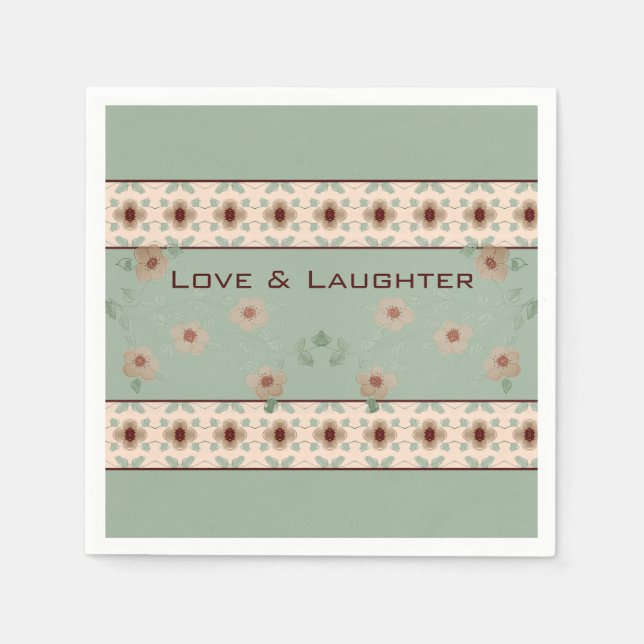 Servilleta De Papel Verde floral de bonito (Anverso)