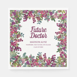 Servilleta De Papel Verde Floral Verde Futuro Doctor Graduación
