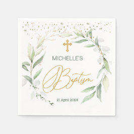 Servilleta De Papel Verde Foliage Cross Baptism