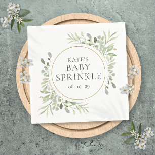 Servilleta De Papel Verde  Hojas de Acuarela Baby Shower