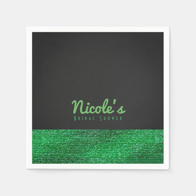 Servilleta De Papel Verde Lima Moderno Glam Sequins Chic Fiesta (Anverso)
