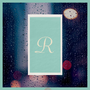 Servilleta De Papel Verde mar y crema Monograma Minimalista Pastel