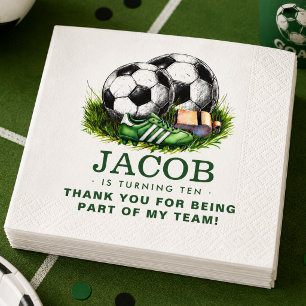 Servilleta De Papel Verde marino Futbol Niños Acuarela