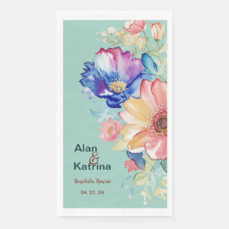Servilleta De Papel Verde Menta Bold Wildflower Floral