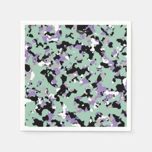 Servilleta De Papel Verde menta y camuflaje púrpura Camuflaje estampad