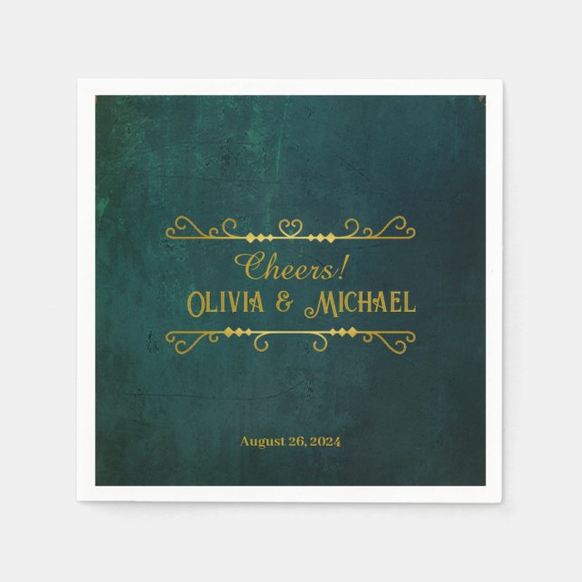 Servilleta De Papel Verde oscuro vintage (Anverso)