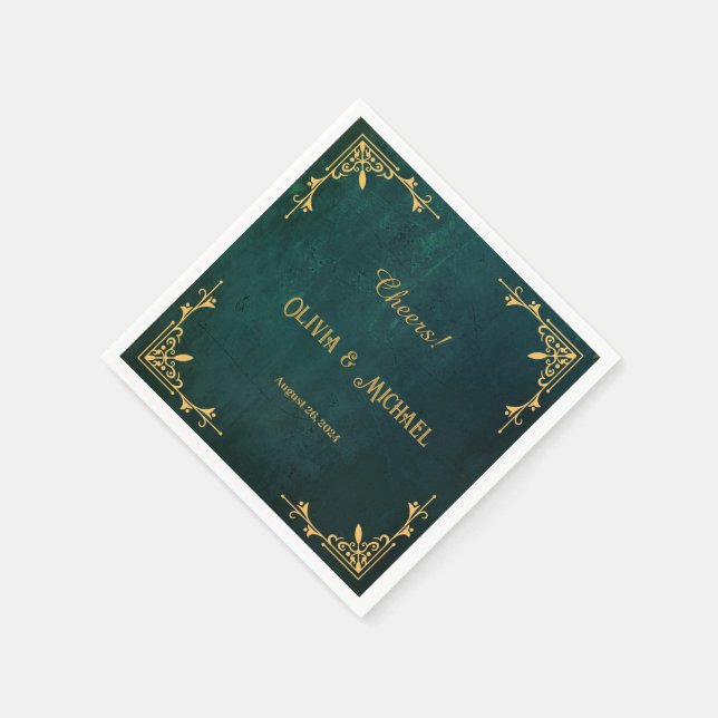 Servilleta De Papel Verde oscuro vintage (Borde)