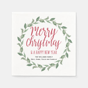 Servilleta De Papel Verde Rojo Personalizado Feliz Navidad
