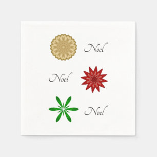 Servilleta De Papel Verde Rojo y Noel Oro