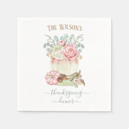 Servilleta De Papel Verde rosa de la calabaza de la cena de Acción de 