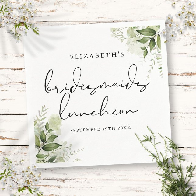 Servilleta De Papel Verde Rústico Elegante Bridesmaids Luncheon (Rustic Greenery Elegant Bridesmaids Luncheon Napkins)