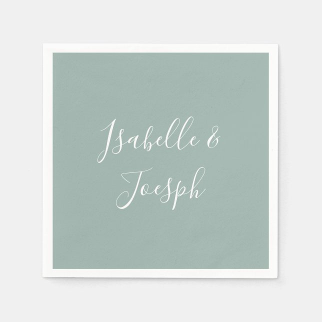 Servilleta De Papel Verde salvia | Boda Napkins (Anverso)