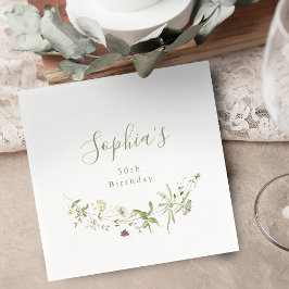 Servilleta De Papel Verde Salvia Flor Silvestre Rústico Boho Cumpleaño