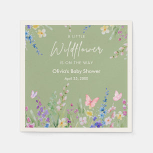 Servilleta De Papel Verde Salvia Floral Un Poco Fiesta de Baby Shower 