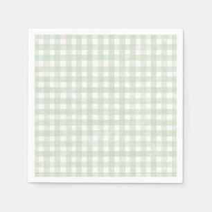 Servilleta De Papel Verde Salvia Gingham Clásico
