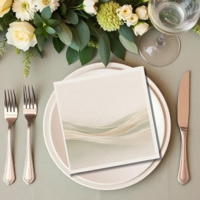 Servilleta De Papel Verde Salvia y Marfil (Sage Green and Ivory Napkins )