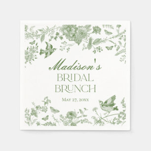 Servilleta De Papel Verde Toile De Jouy Vintage Floral Brunch Nupcial