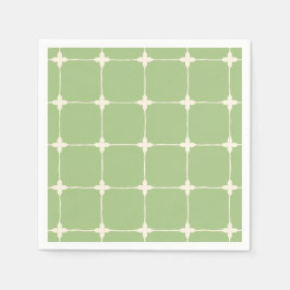 Servilleta De Papel Verde y Blanco Cuadrícula Minimalista Tropical