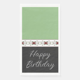 Servilleta De Papel Verde Y Negro Con Floral Detallada