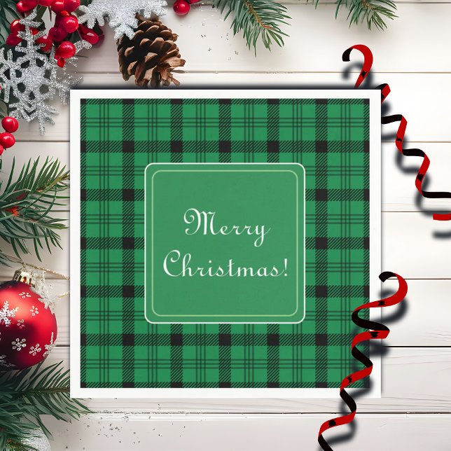 Servilleta De Papel Verde y negro Cosy Plaids Feliz Navidad (Subido por el creador)