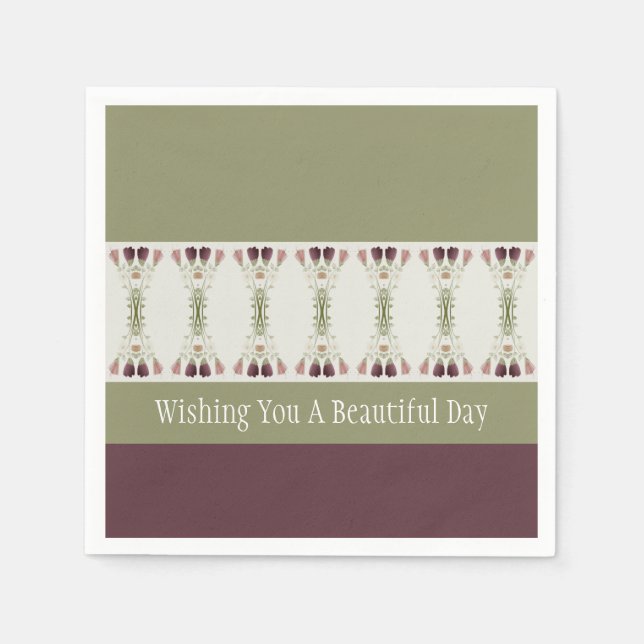 Servilleta De Papel Verde Y Pluma (Anverso)