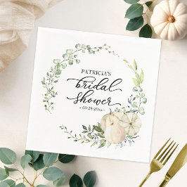 Servilleta De Papel Verdeo Eucalipto Calabaza Boda Otoño Duchas Nupcia
