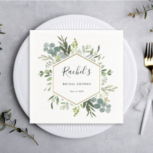 Servilleta De Papel Verdor acuarela Gold Hexagon Bridal Shower