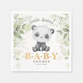 Servilleta De Papel Verdor Baby Shower Cute Panda Eucalipt