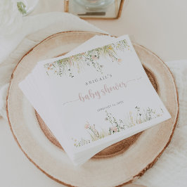 Servilleta De Papel Verdor Boho Wildflower Baby Shower Napkins