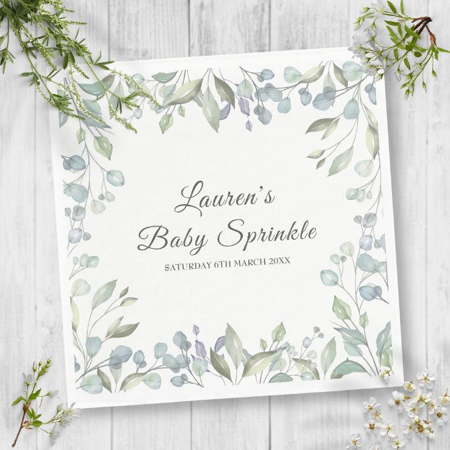 Servilleta De Papel Verdor de campo Floral Bebé Sprinkle Shower (Country Greenery Floral Baby Sprinkle Shower Napkins)