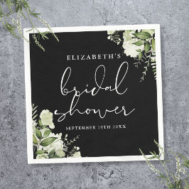 Servilleta De Papel Verdor Elegante Ducha Negra Y Blanca Bridal