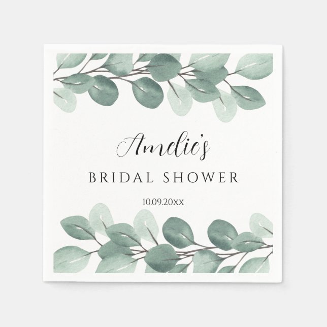 Servilleta De Papel Verdor Eucalyptus Rústica Ducha Bridal (Anverso)