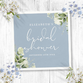Servilleta De Papel Verdor Floral Elegante Dusty Blue Bridal Duower