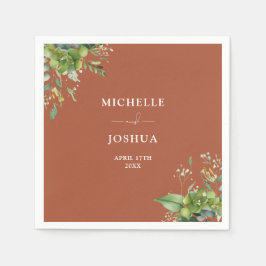 Servilleta De Papel Verdor Floral Moderna Terracotta Boda