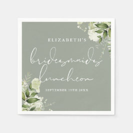 Servilleta De Papel Verdor Floral Sage Green Bridesmaids Luncheon