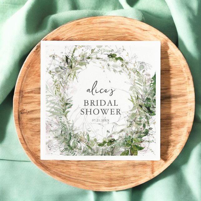 Servilleta De Papel Verdor Jardín Script Bridal Shower (Subido por el creador)