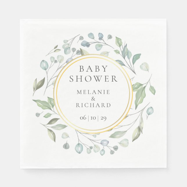 Servilleta De Papel Verdor Parejas de Garland Baby Shower/Sprinkle (Anverso)
