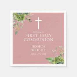 Servilleta De Papel Verdor Rosa polvoriento Rosa Primera Santa Comunió