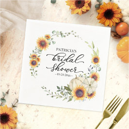 Servilleta De Papel Verdor Sunflower Calabaza Caída Ducha Bridal
