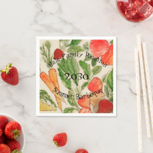 Servilleta De Papel Verduras de jardín acuarela brillante