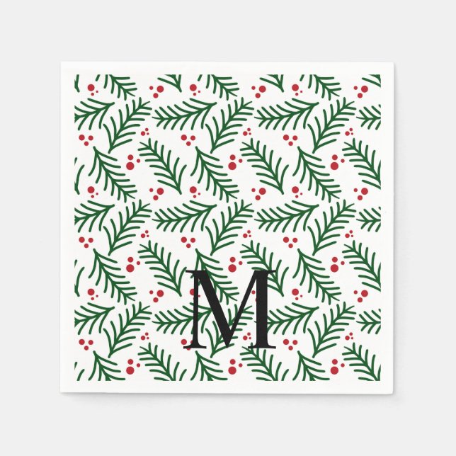 Servilleta De Papel Verduras de Navidad con Bayas INITIAL Moderno Fies (Anverso)