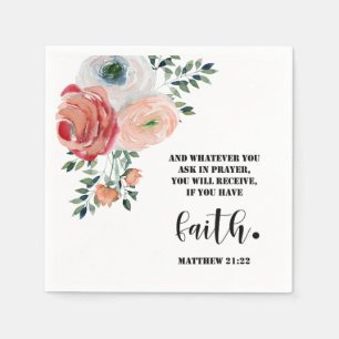 Servilleta De Papel versículo de la Biblia Matthew Floral Square